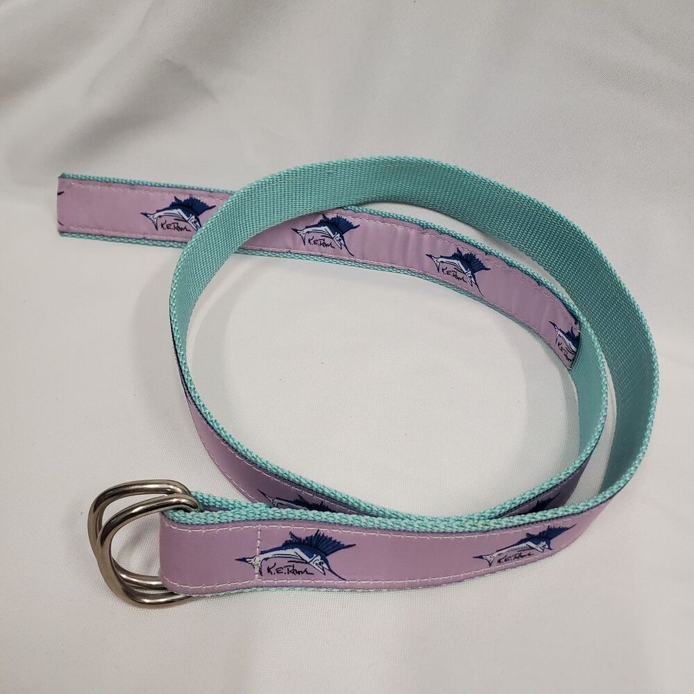 Eliza B Light Purple Blue, Blue Marlin Fish  Belt,  Size Large Pre Owned